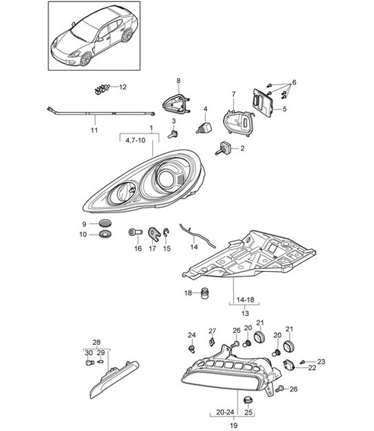 Diagram 905-001 Porsche 991 (911) MK1 2012-2016 Electrical equipment