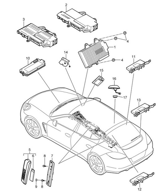 Diagram 911-010 Porsche Panamera 970 MK1 (2009-2013) Electrical equipment