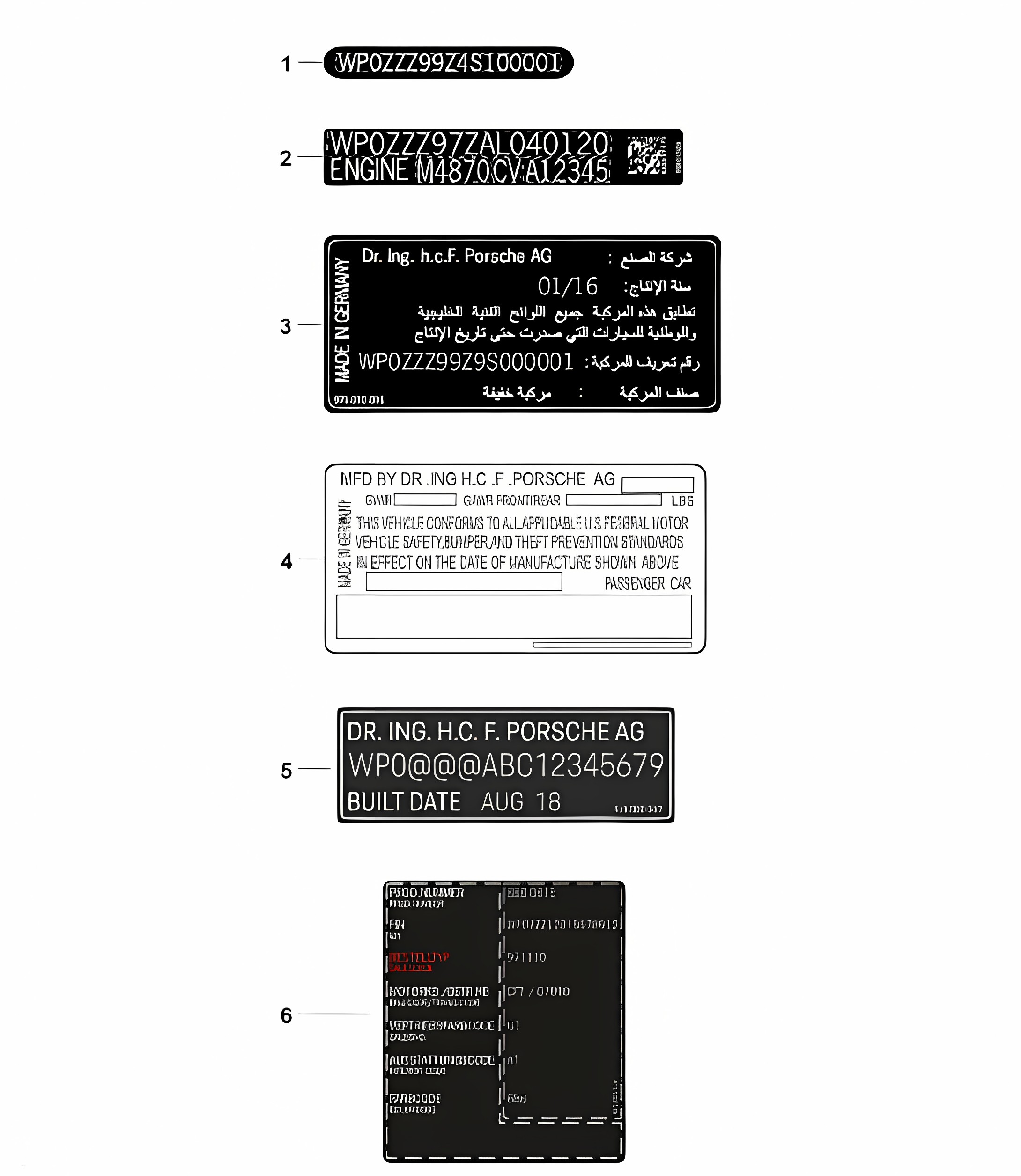 Signs/notices Panamera 971.1 (G2) 2017-20
