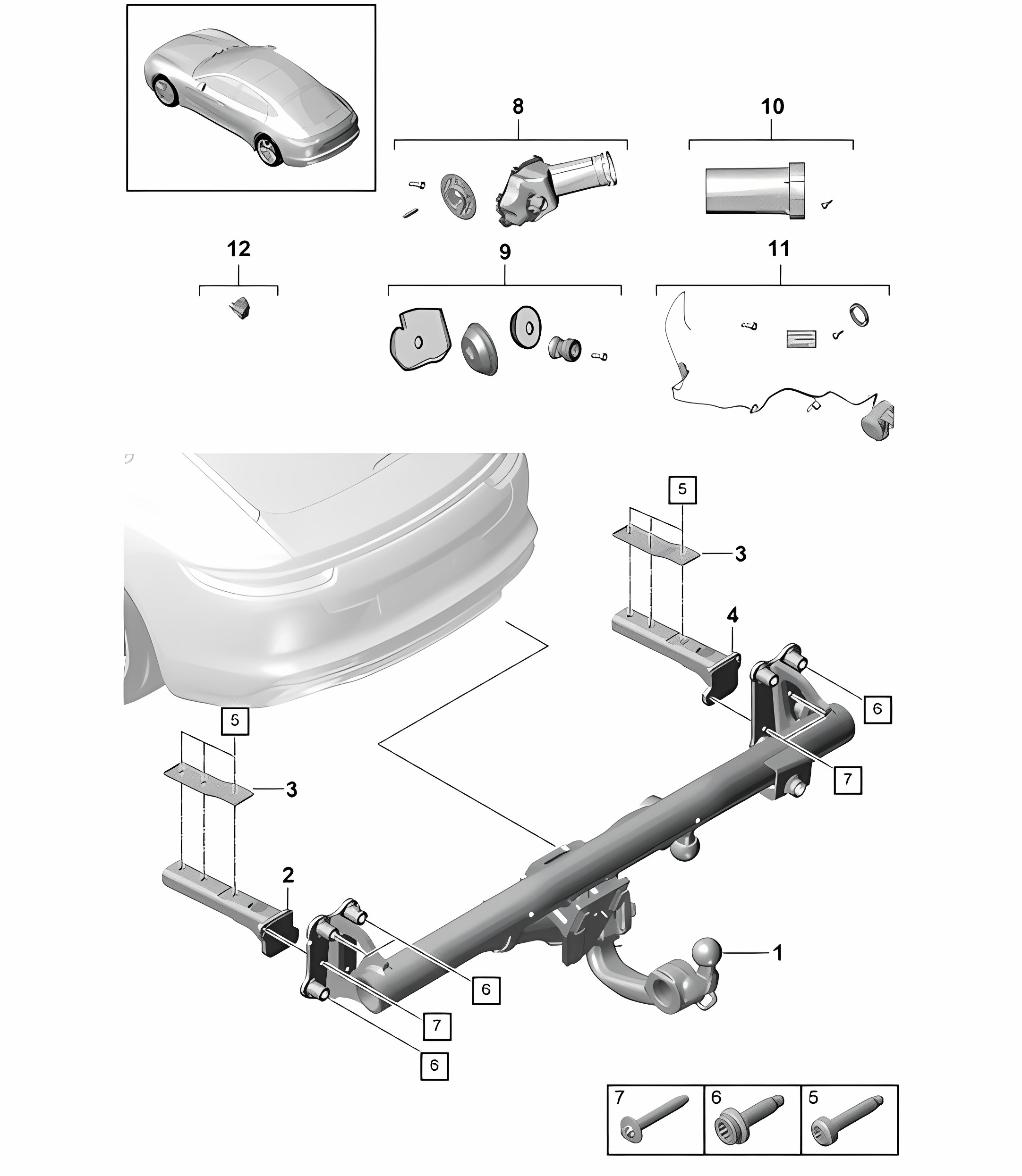 Trailer coupling (PR:1D3) Panamera 971.1 (G2) 2017-20