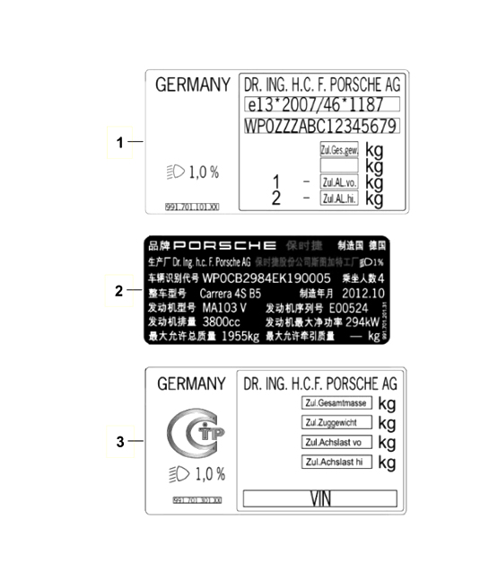 Sings/notices 981 Boxster / Boxster S 2012-16