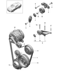 Belt tensioner / V-belt 981 Boxster / Boxster S 2012-16