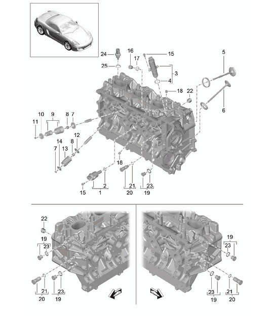 Cylinder head / Accessories / Valves 981 Boxster / Boxster S 2012-16