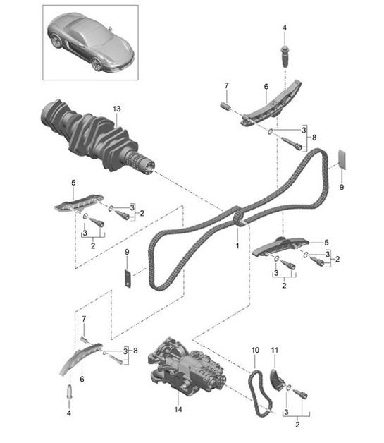 Diagram 103-015 Porsche Boxster 718 2.0L Manual (300 pk) Motor
