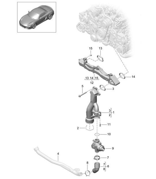 Assembly carrier / Water pipe981 Boxster / Boxster S 2012-16