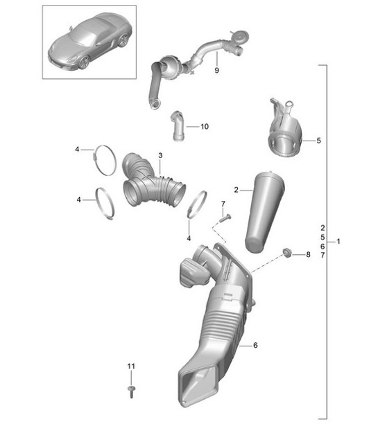 Diagram 105-020 Porsche Macan (95B) MK1 (2014-2018) Engine