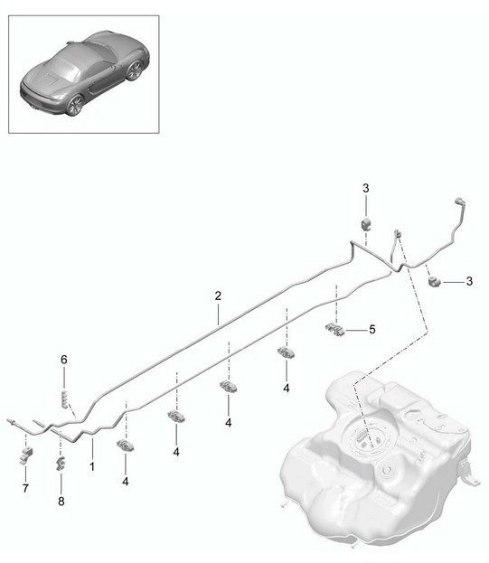 Fuel system - FRONT - 981 Boxster / Boxster S 2012-16