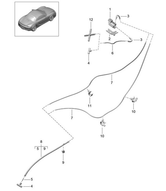 Diagram 202-015 Porsche 996 C2 3.6L 09/01-2005 Système de carburant, système d'échappement
