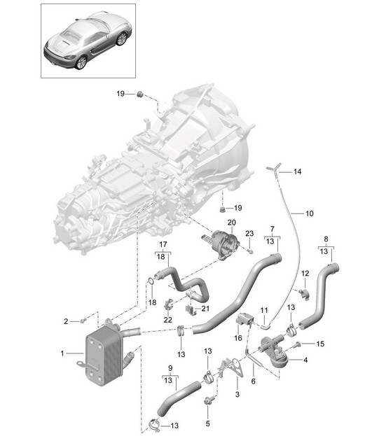 Manual gearbox /  Heat exchanger / Oil pipe / Water pipe (Model: G8100,G8120) 981 Boxster / Boxster S 2012-16