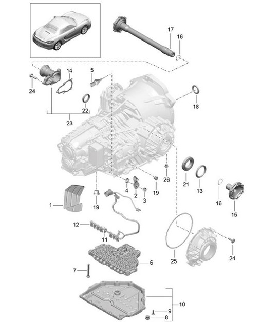 Diagram 320-005 Porsche Boxster 986 2.7L 2003-04 Transmission