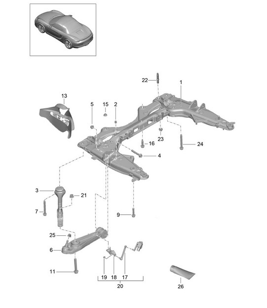 Cross member / Wishbone 981 Boxster / Boxster S 2012-16