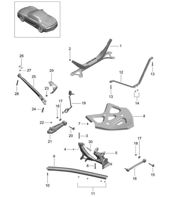 Diagram 501-001 Porsche Boxster 718 (982) 2017>> Rear Axle