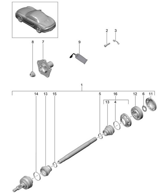Diagram 501-005 Porsche Macan (95B) MK1 (2014-2018) Rear Axle