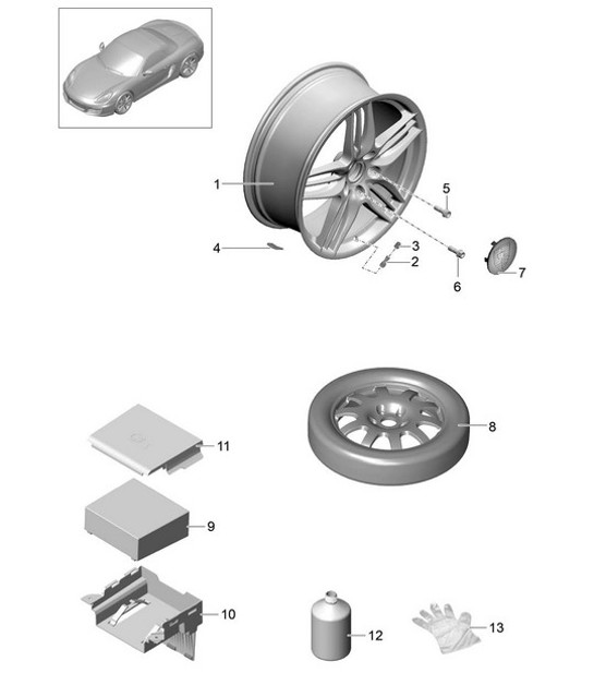 Diagram 601-000 Porsche Boxster 986 2.7L 2003-04 Wheels, Brakes
