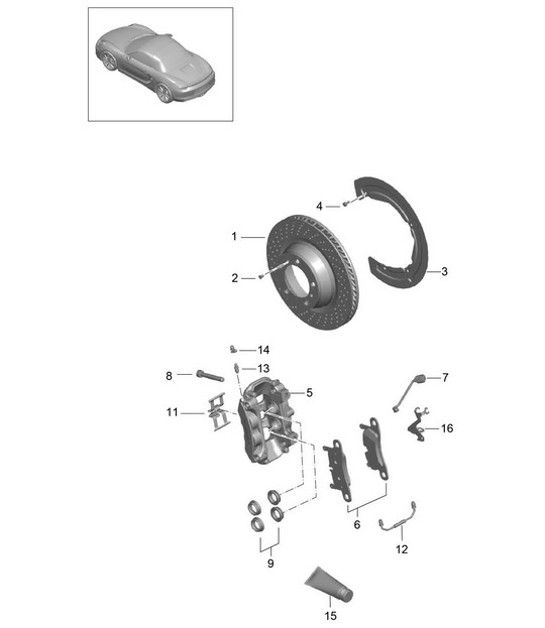 Diagram 603-000 Porsche Boxster 718 2.0L PDK (300 Bhp) Ruote, freni