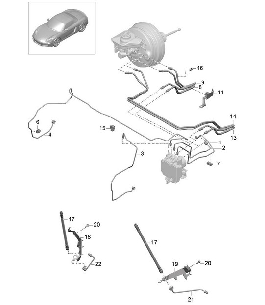 Brake lines / Front end 981 Boxster / Boxster S 2012-16