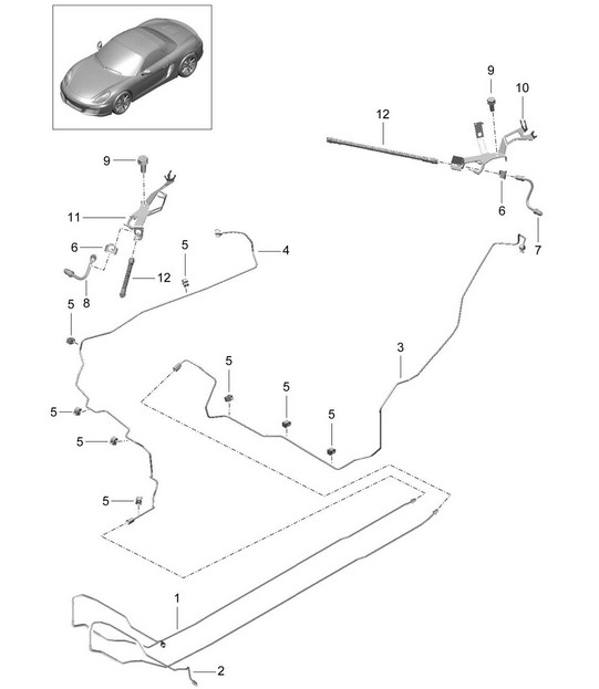 Brake lines / Underbody - center rear - 981 Boxster / Boxster S 2012-16