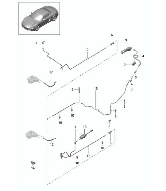 Clutch actuation / Clutch master cylinder / Clutch slave cylinder / Lines 981 Boxster / Boxster S 2012-16