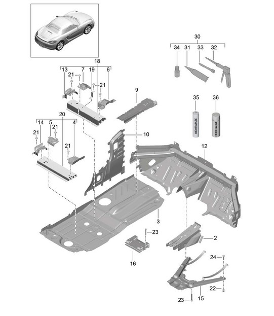Floor - center - 981 Boxster / Boxster S 2012-16