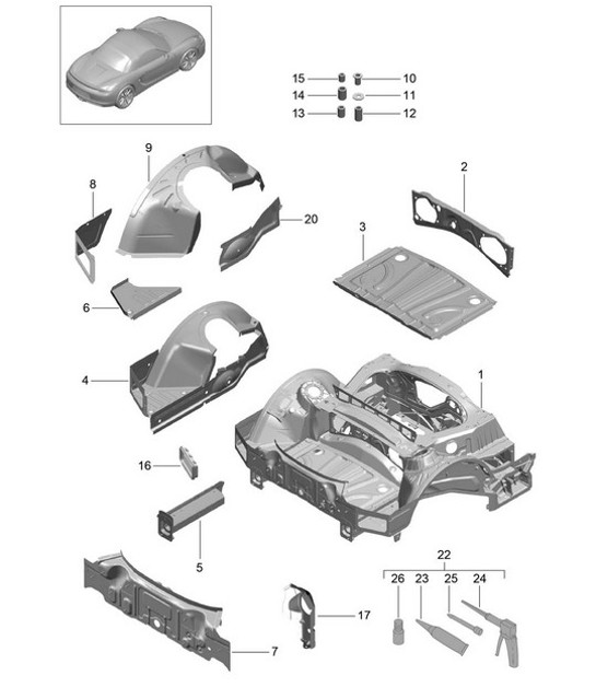 Diagram 801-035 Porsche Cayman 987C / 981C (2005-2016) Body