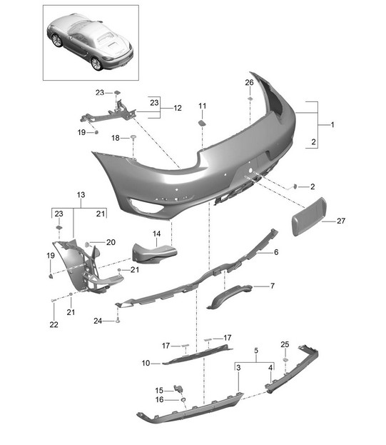 Rear bumper (PR:011, GTS model) 981 Boxster GTS 2012-16