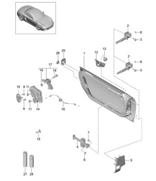 Guscio della portiera / Parti di installazione / Serratura della portiera 981 Boxster / Boxster S 2012-16