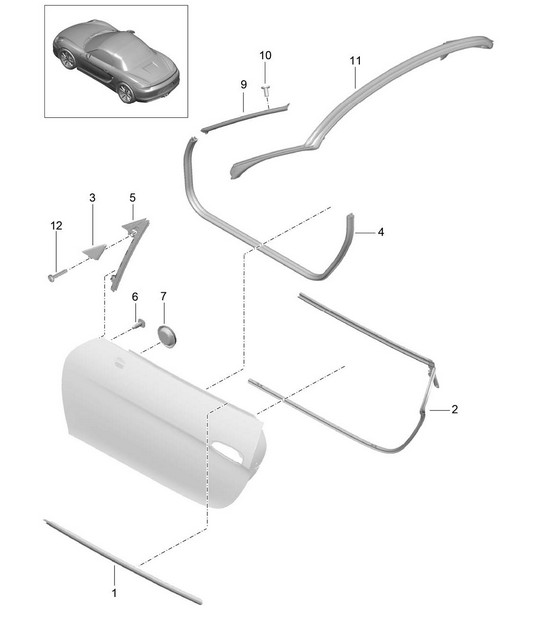 Door seal and Trim 981 Boxster / Boxster S 2012-16