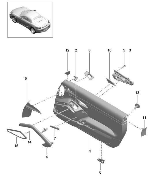 Door panel / Accessories / Trim / Aluminium, brushed (PR:XWD,981,-788) 981 Boxster / Boxster S 2012-16