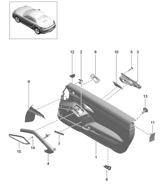 Door panel / Leather / Accessories / Trim / Lacquered (PR:XWE,981,-788) 981 Boxster / Boxster S 2012-16