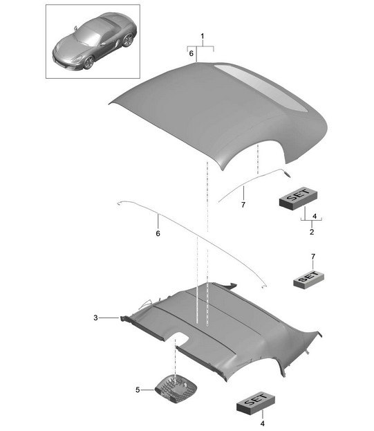 Convertible top covering / Roofliner 981 Boxster / Boxster S 2012-16