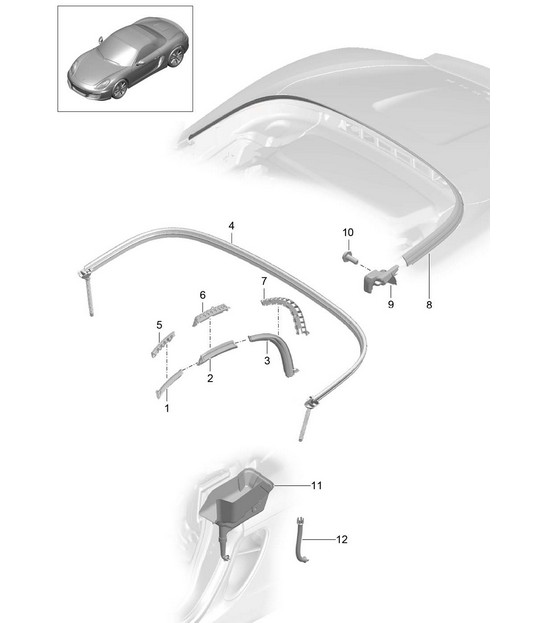 Convertible top / Seal / Water drip pan 981 Boxster / Boxster S 2012-16