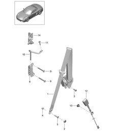 Seat belt 981 Boxster / Boxster S 2012-16