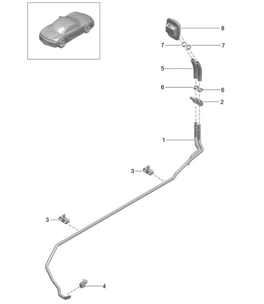 Heater / Feed line / Return line 981 Boxster / Boxster S 2012-16