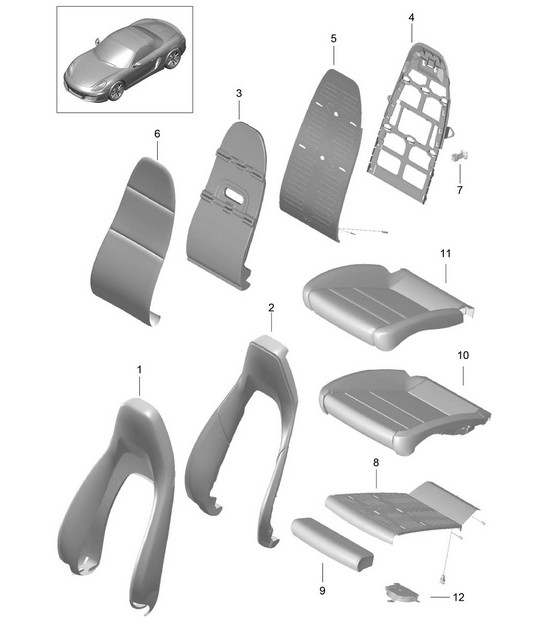 Foam part / Cover / Sports seat 981 Boxster / Boxster S 2012>>