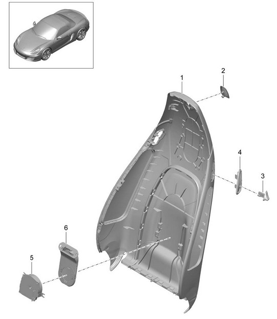 Backrest shell / sports seat / Accessories 981 Boxster / Boxster S  2012>>
