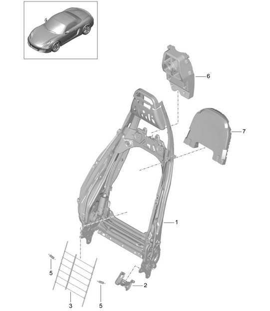 Backrest frame / Lumbar support / sports seat / Accessories 981 Boxster / Boxster S 2012>>