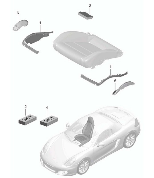 Cushion carrier / Frame / Seat surface / sports seat 981 Boxster / Boxster S 2012-16