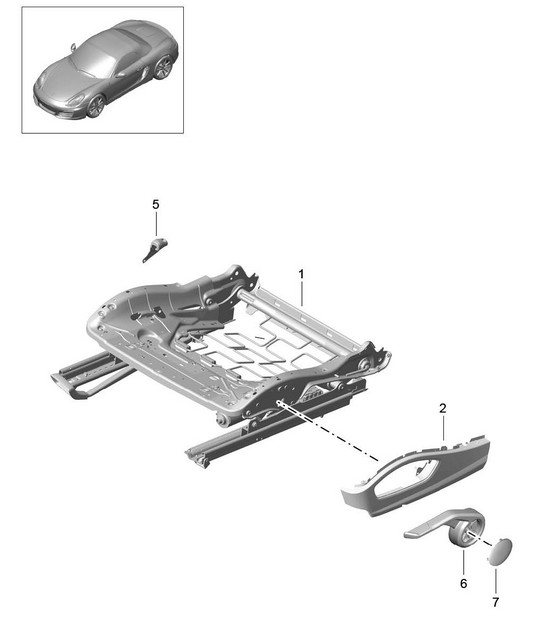 Seat frame / Sports seat Plus / Accessories repair set / seat occupied recognition / Trim for switch 981 Boxster / Boxster S 2012-16