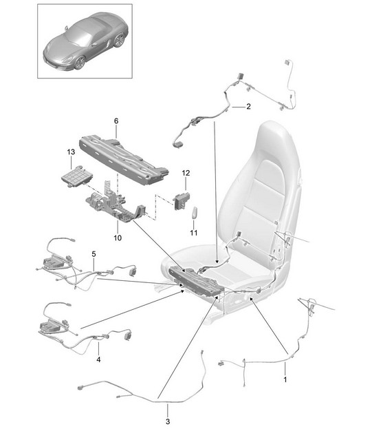 Wiring looms / Switch / Control unit / Electric motor / sports seat 981 Boxster / Boxster S 2012>>