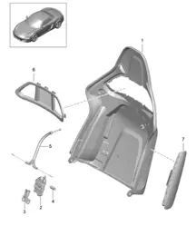 Backrest shell / bucket seat  / Collapsible / Accessories 981 Boxster / Boxster S 2012-16