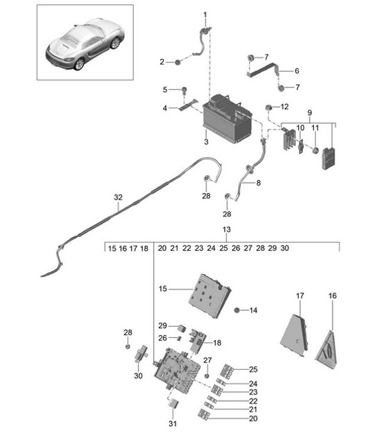 Diagram 902-006 Porsche Boxster 718 (982) 2017>> Electrical equipment