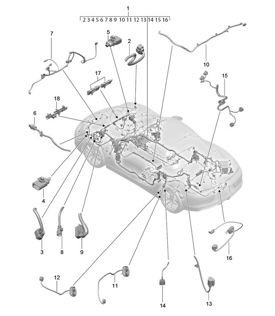 Wiring looms / Passenger compartment and part section wiring harness 981 Boxster / Boxster S 2012-16