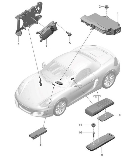 Diagram 911-010 Porsche Macan (95B) MK1 (2014-2018) Electrical equipment