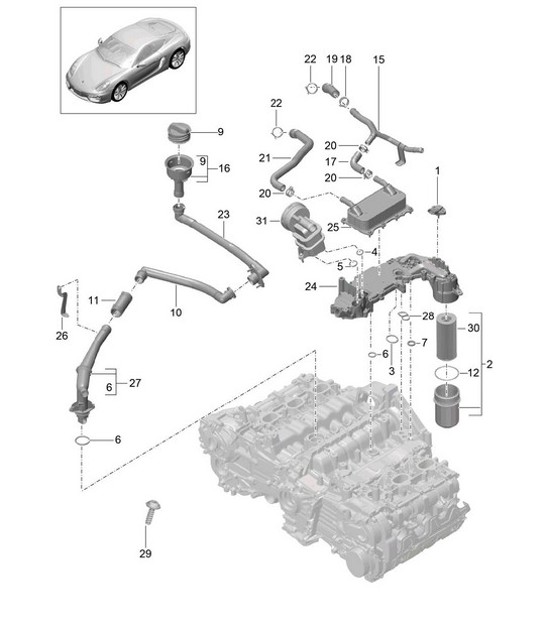 Diagram 104-005 Porsche Macan (95B) MK1 (2014-2018) Engine