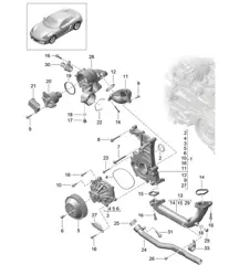 Coolant pump / Thermostat housing 981C Cayman / Cayman S 2014-16
