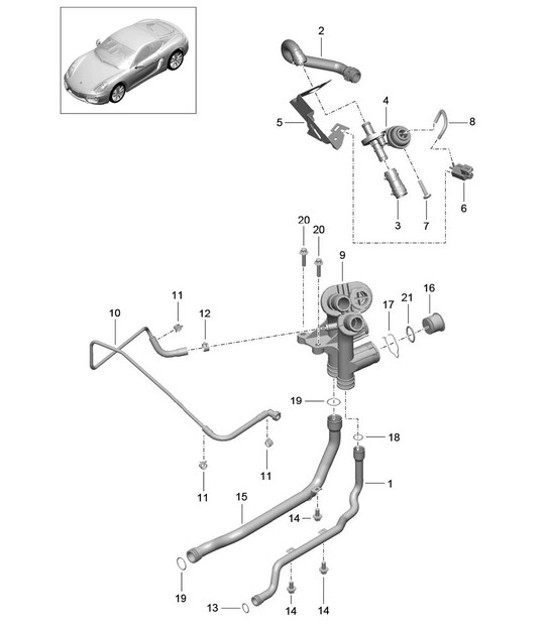 Diagram 105-005 Porsche Boxster 981 2.7L 2012-16 引擎
