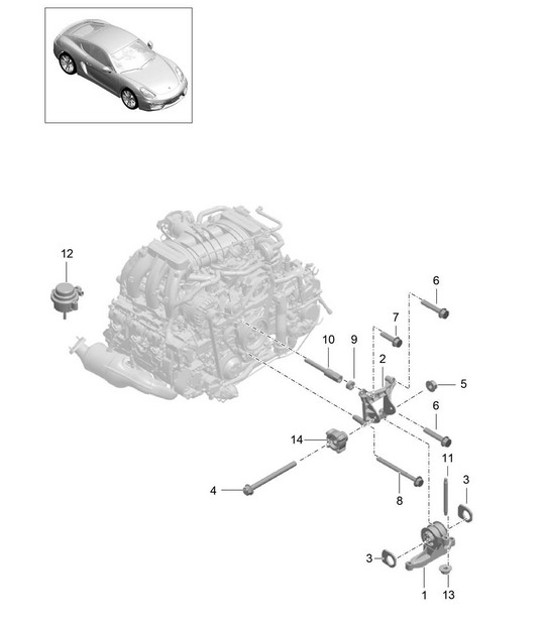 Diagram 109-000 Porsche Cayman 987C / 981C (2005-2016) Engine