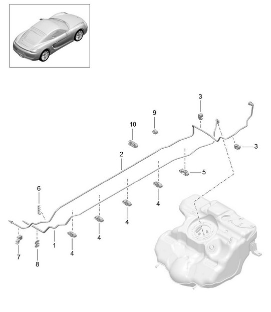 Fuel system - FRONT - 981C Cayman / Cayman S 2014-16