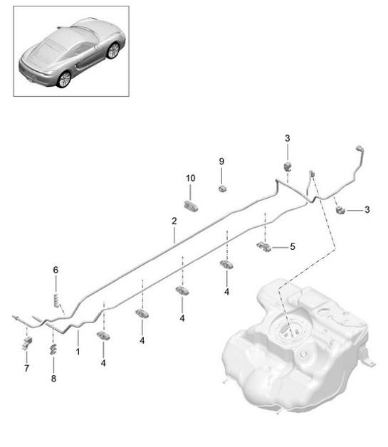 Diagram 201-005 Porsche Macan (95B) MK1 (2014-2018) Fuel System, Exhaust System