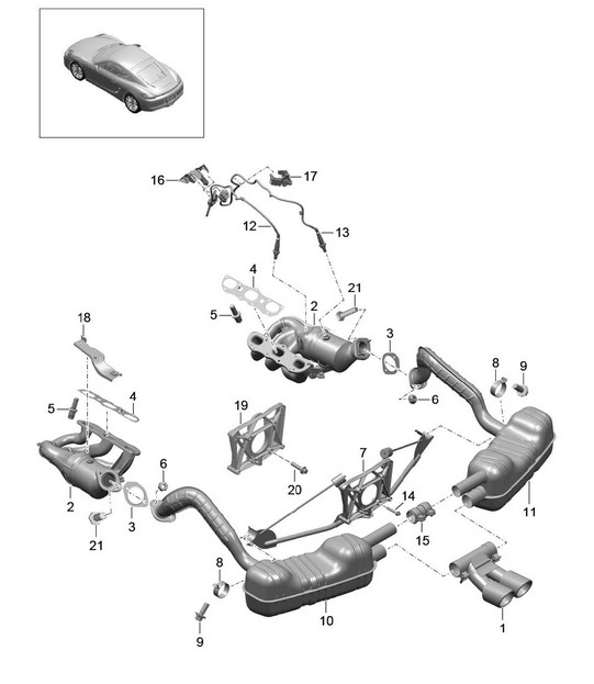Exhaust system 981C Cayman / Cayman S 2014-16